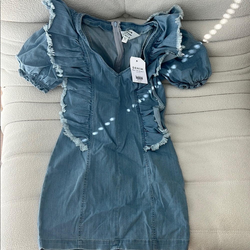 Blue Denim Ruffled Dress